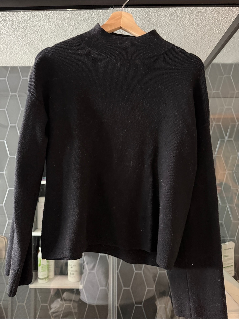 Evereve Black Mock Neck Sweater